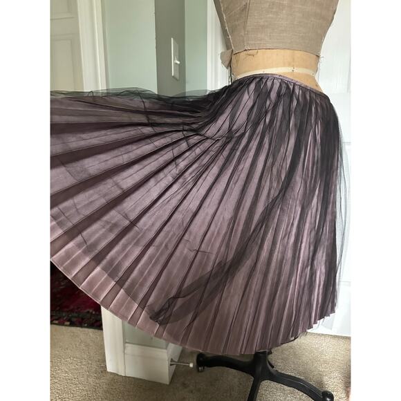 St. John evening Collection Pleated Metallic Skirt pink black tutu knee sz 8 - Picture 7 of 16